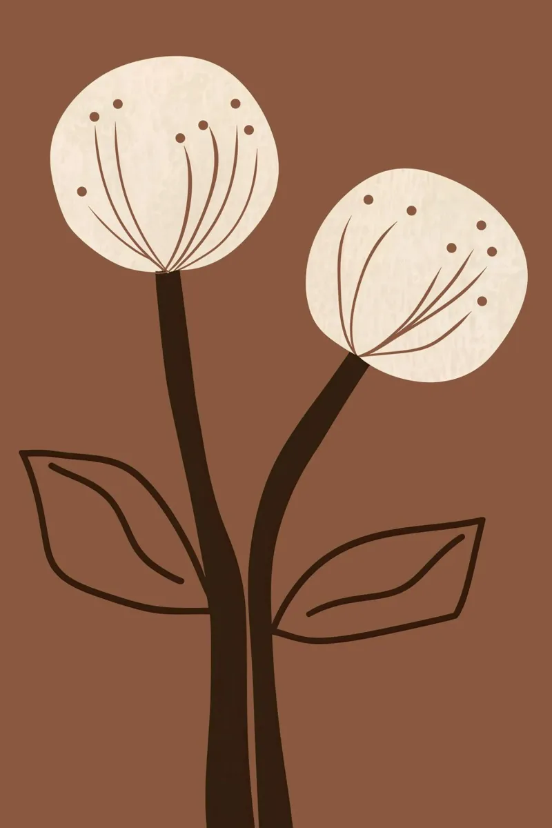 Flores de diente de león marrones decorativas | Bodegón estilo boho metacrilato de Autofocus