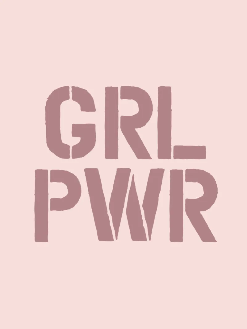 GRL PWR Stampa tipografica a stencil in rosa Girl Power poster con telaio in legno da THE MOTIVATED TYPE