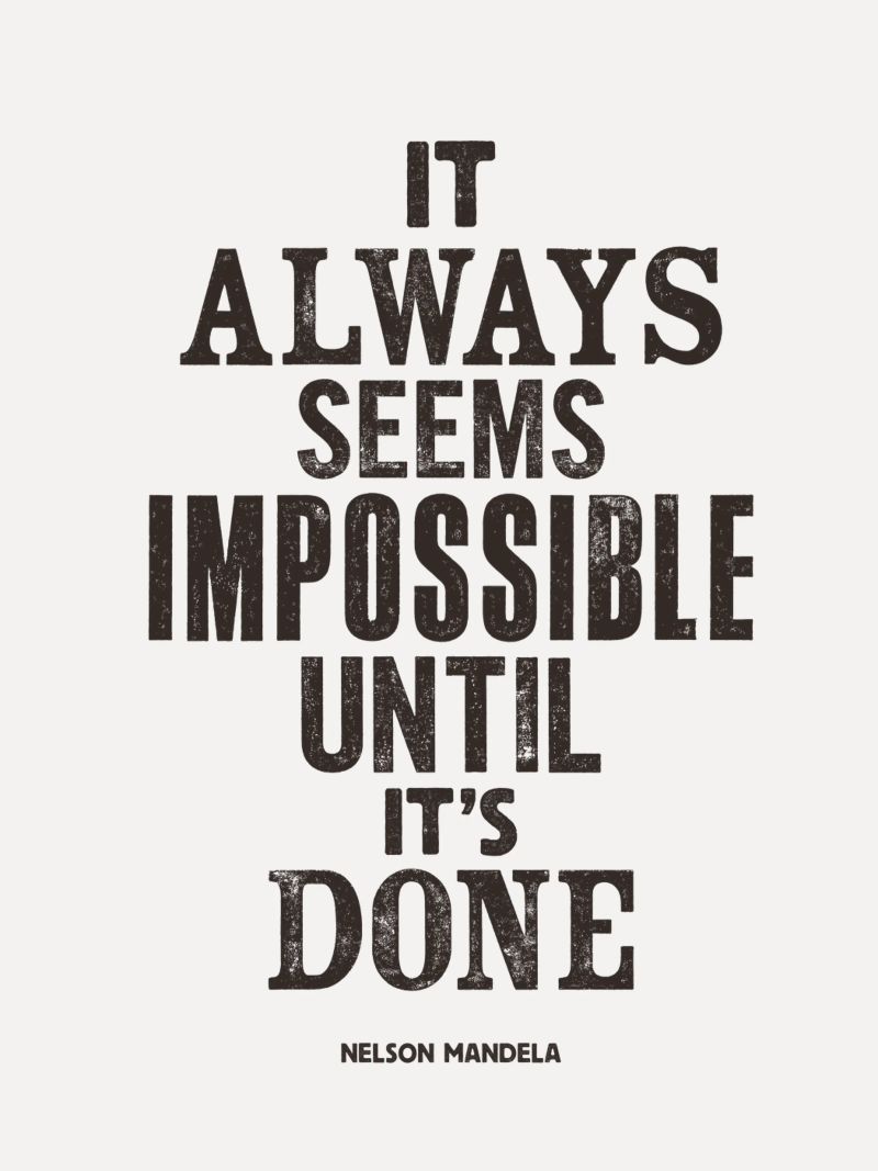 Het lijkt altijd onmogelijk tot het gedaan is Quote Print hahnemühle van THE MOTIVATED TYPE