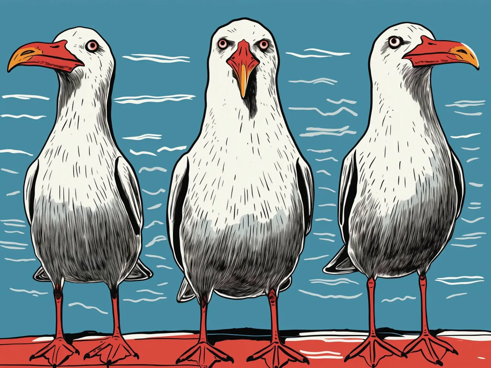 Three wild seagulls | Maritime beach motif forex plate by Autofocus