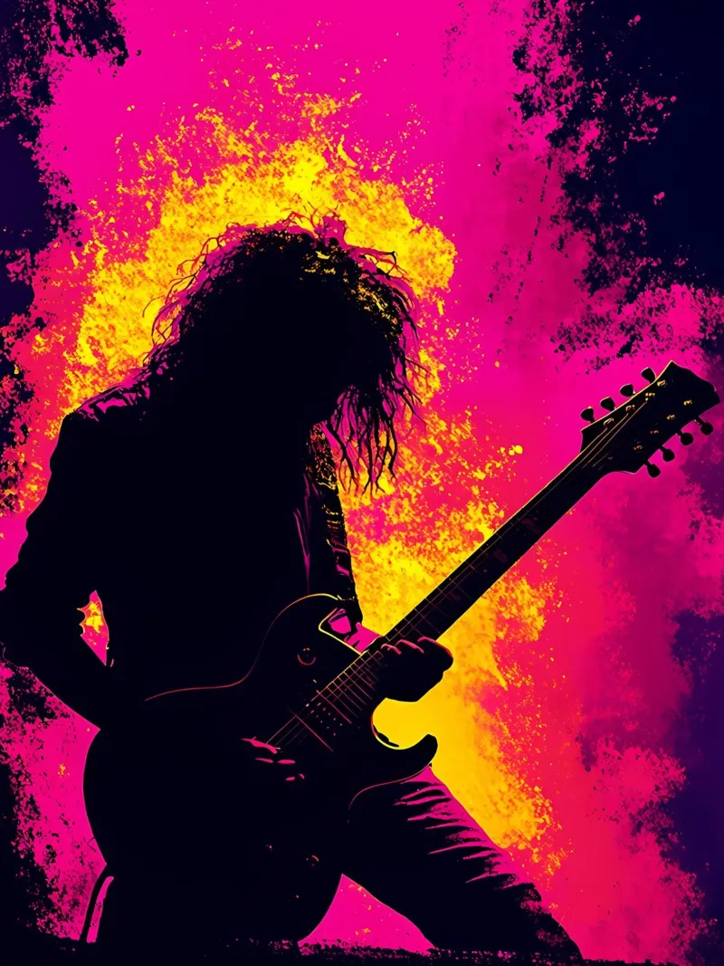 Chitarrista elettrico Silhouette Artista Musica poster da Musictime