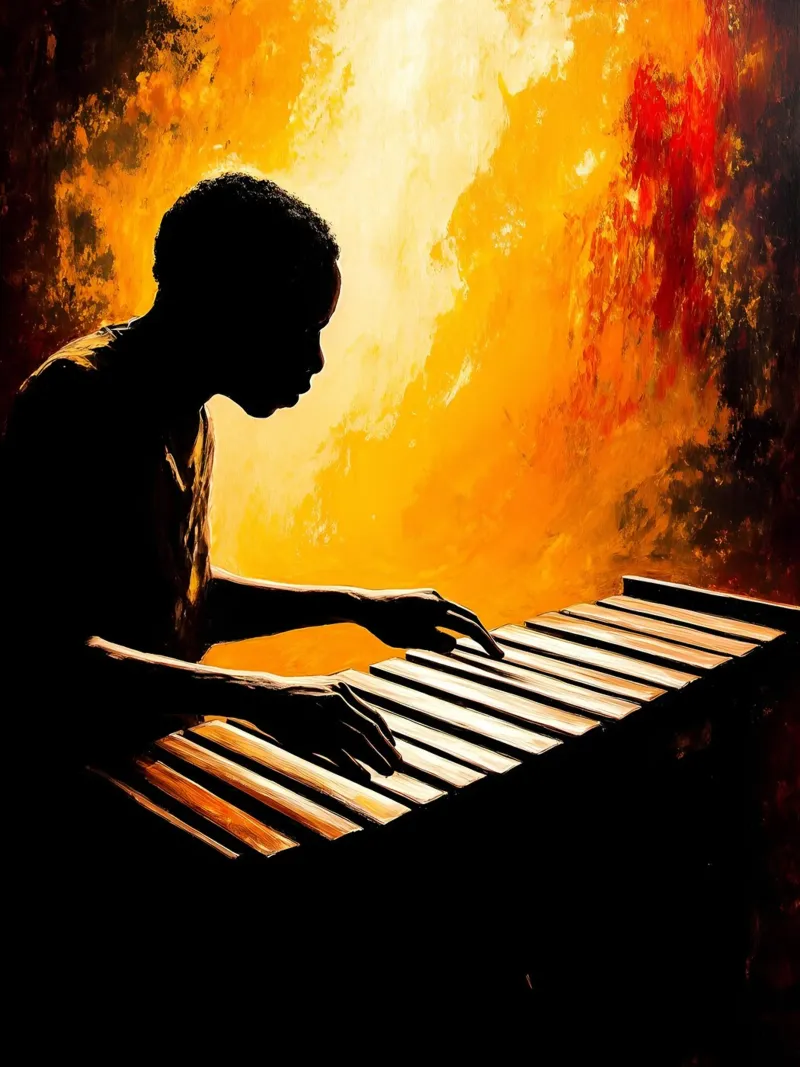 Silhouette di musicista africano poster da Musictime