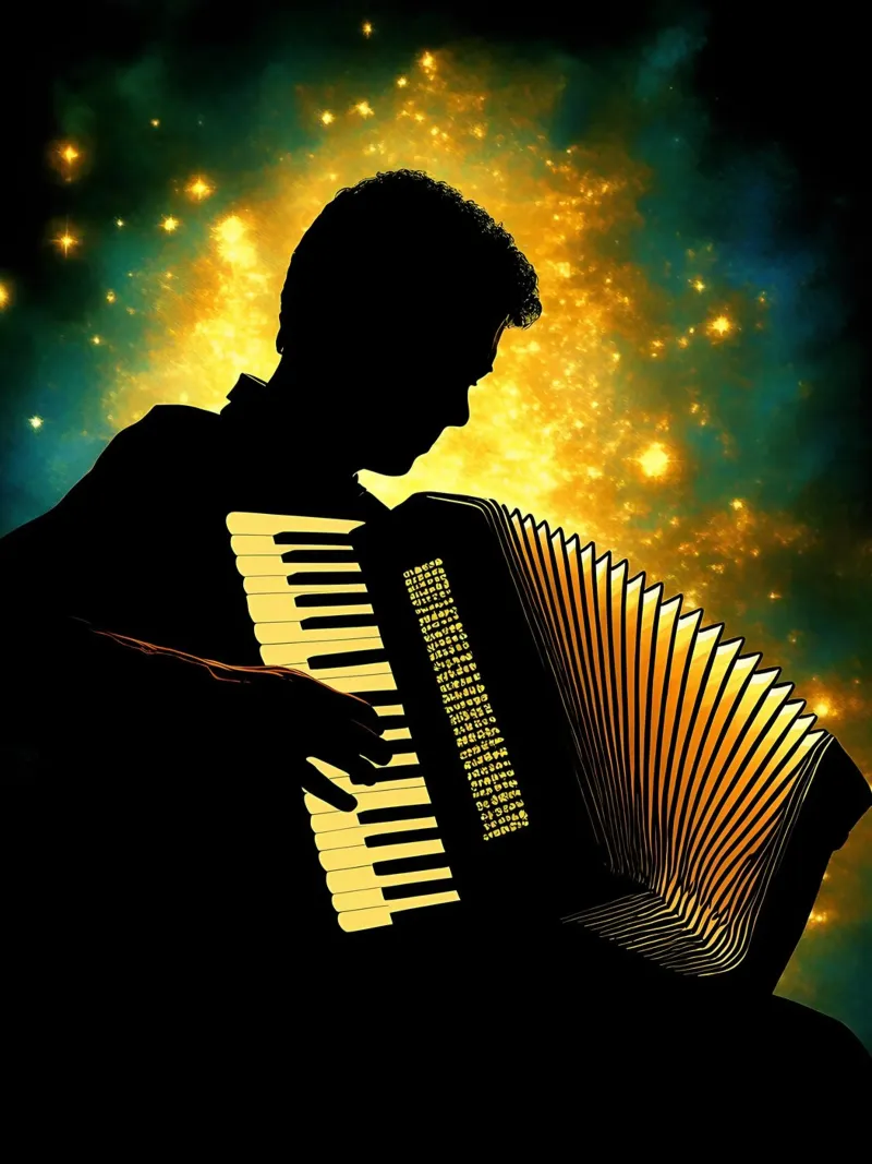 Fisarmonica - Silhouette di musicista poster con telaio in alluminio da Musictime