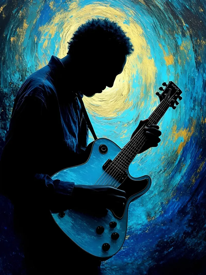 Chitarrista musicista Silhouette 3 poster da Musictime
