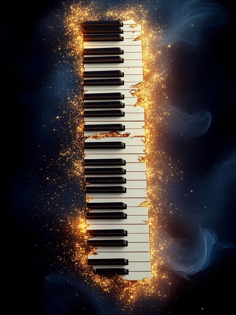 Piano Keywords - Music Instrument canvas with Floater frame by Musictime