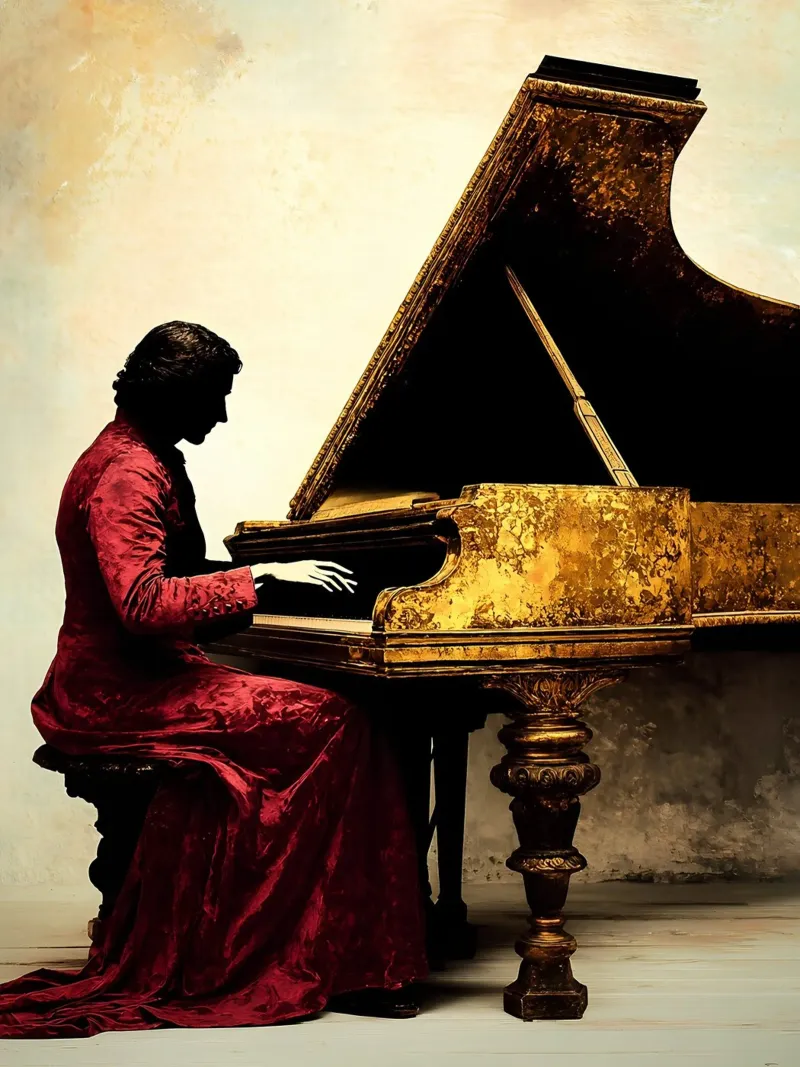 Pianoforte a coda - Silhouette pellicola backlit da Musictime
