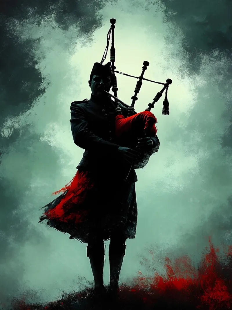 Silhouette di musicista di cornamusa poster da Musictime