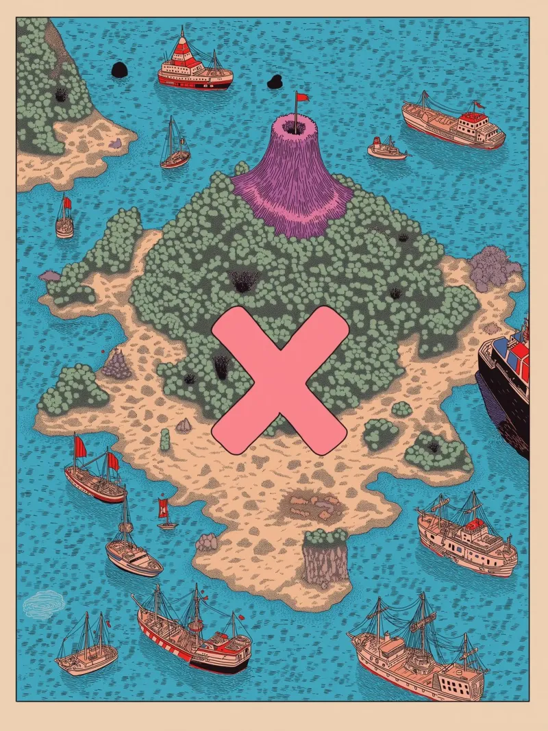 Mappa del tesoro dei pirati - L'isola dell'avventura per bambini poster da Kaji