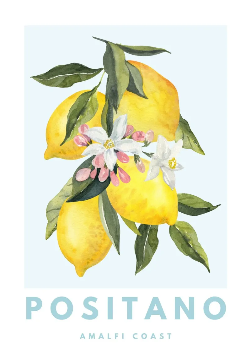 Zitrone Poster, Zitrone Dekoration, Obst Wandkunst, Italien Drucke Leinwand von Bella Studio