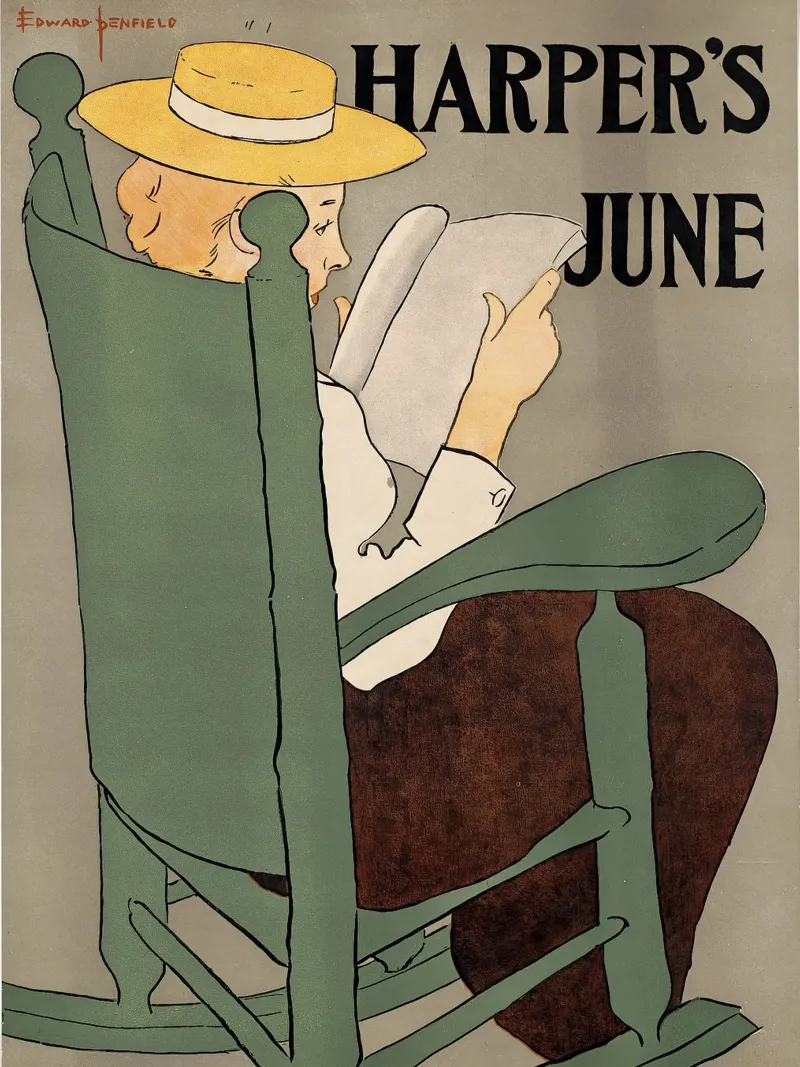 Poster d'epoca, copertina della rivista d'epoca Harper's poster con telaio in plastica da Vintage Gems