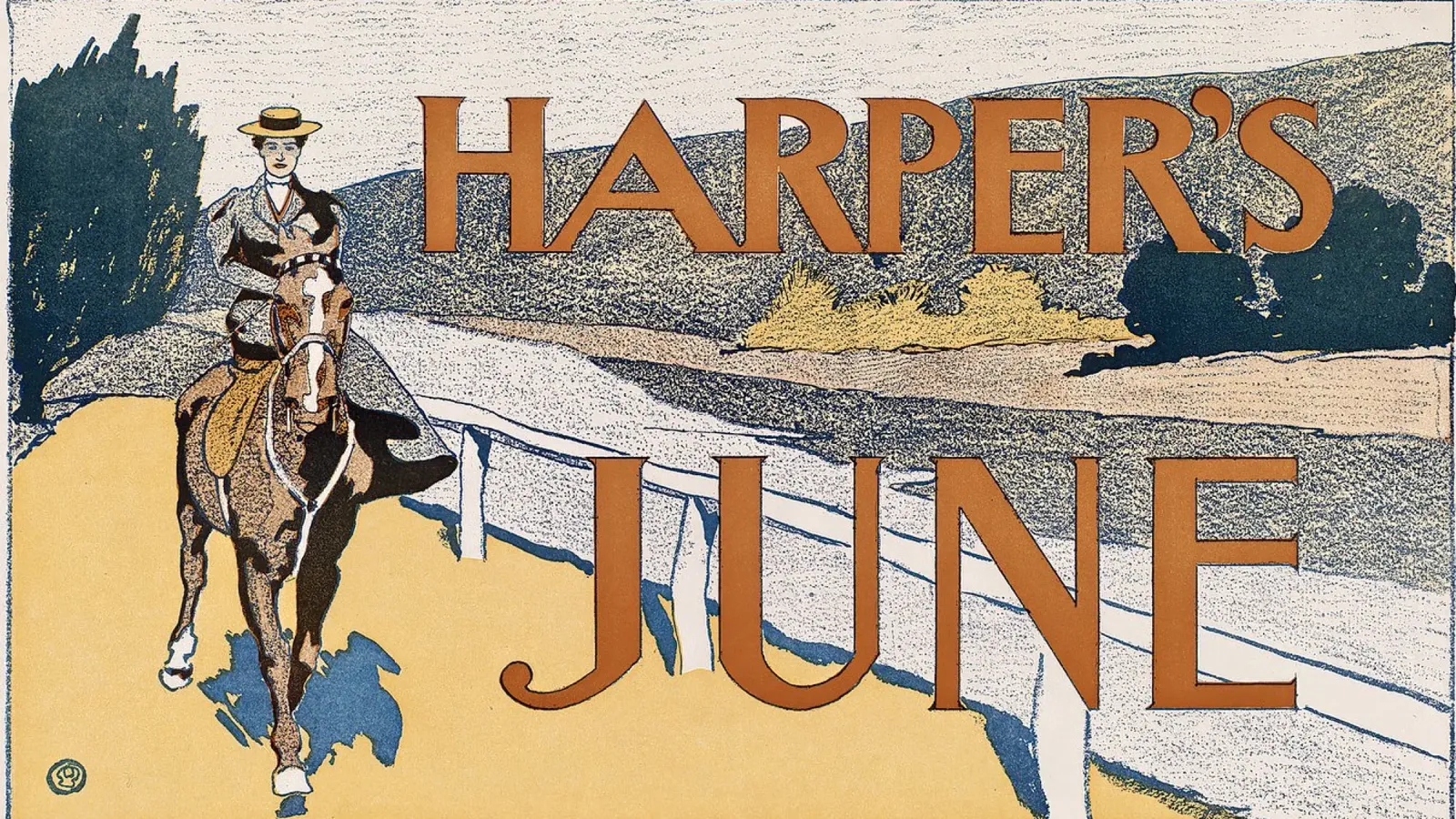 Vintage poster, Vintage tijdschriftomslag, Harper's poster met aluminium frame van Vintage Gems