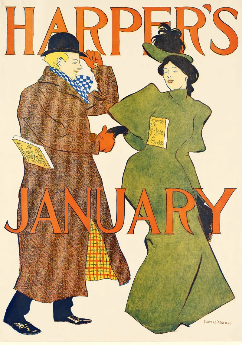 Poster d'epoca, copertina di rivista d'epoca, Harper's poster con telaio in alluminio da Vintage Gems
