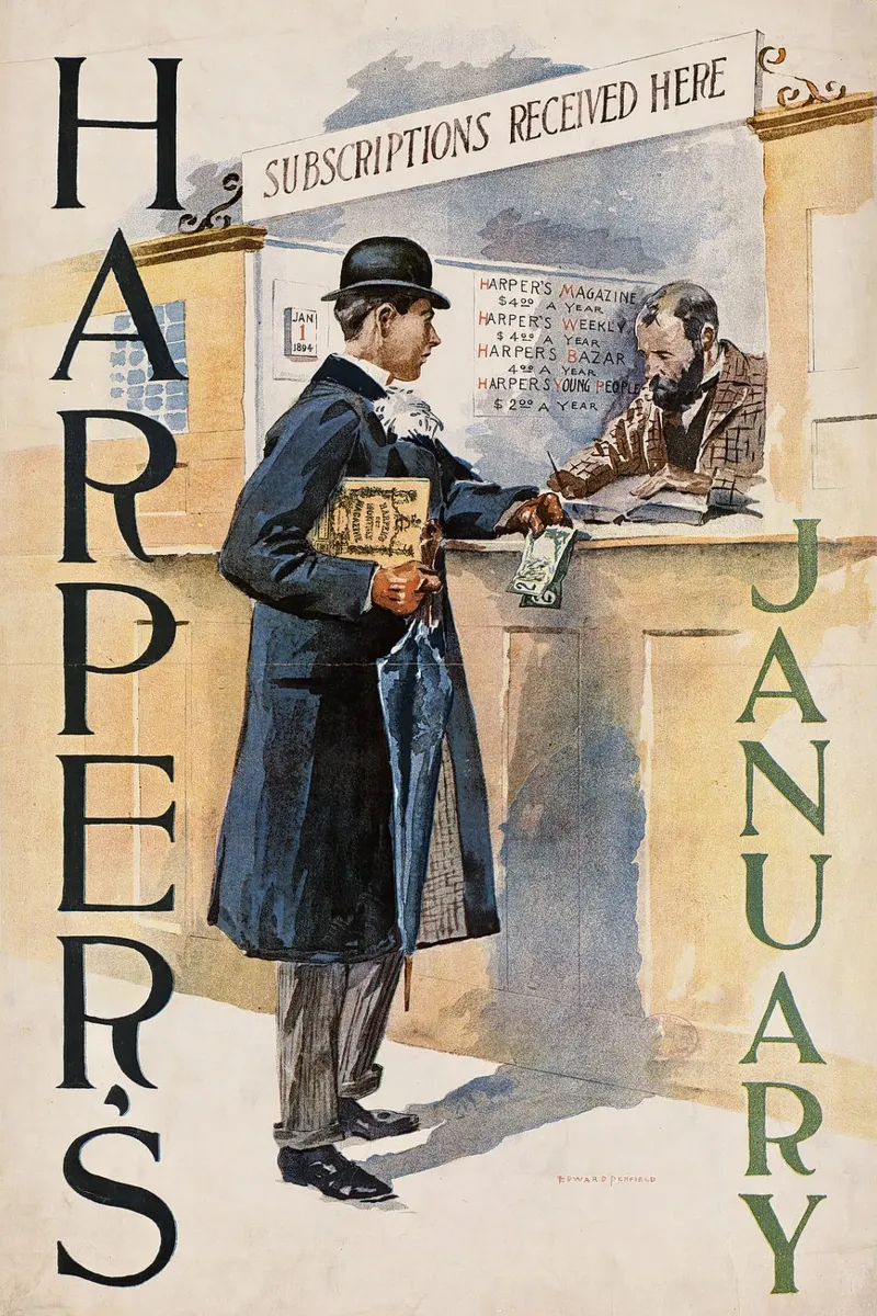 Poster d'epoca, copertina di rivista d'epoca, Harper's poster da Vintage Gems