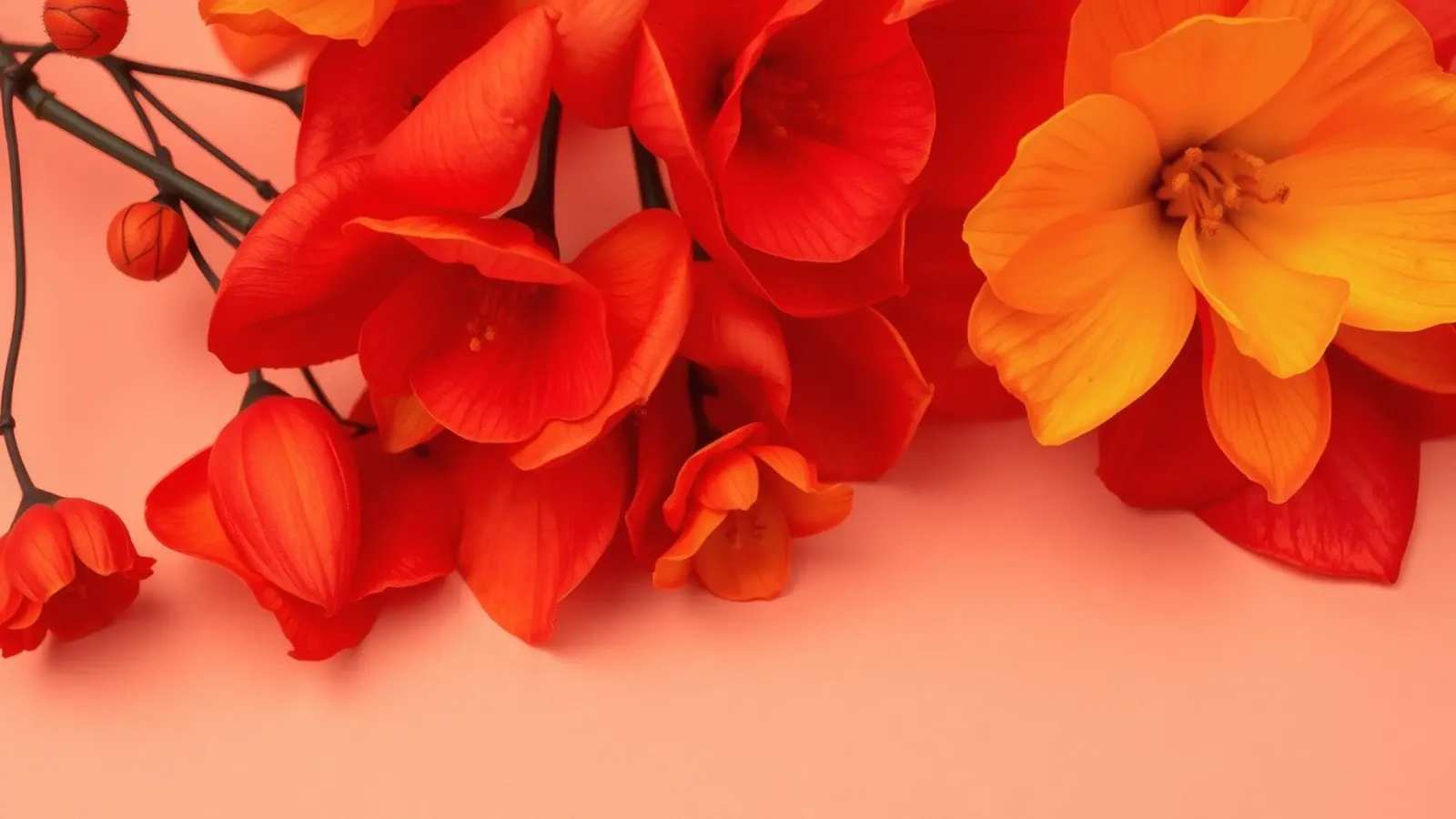 Fiori gialli e arancioni brillanti disposti in modo splendido pellicola backlit da DesignDoodle