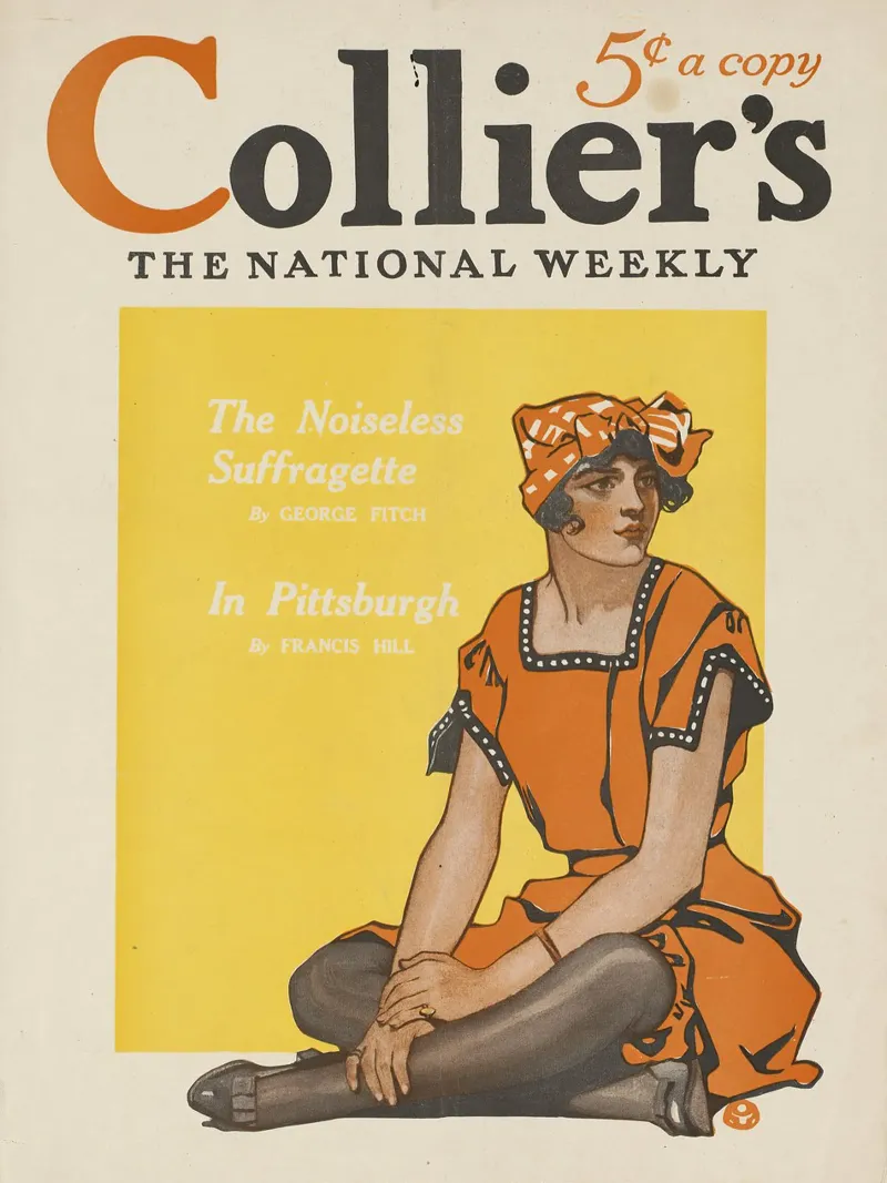 Poster d'epoca, copertina di rivista d'epoca, ragazza di Collier's poster con telaio in legno da Vintage Gems