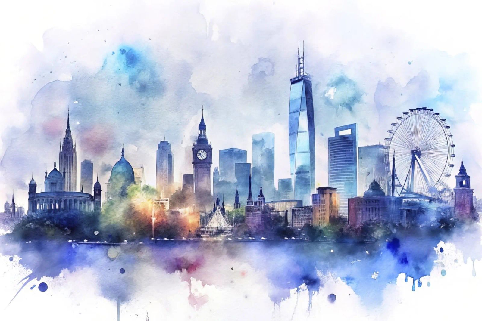 Ligne d'horizon de Londres en aquarelle poster de ARTVI-SHOP