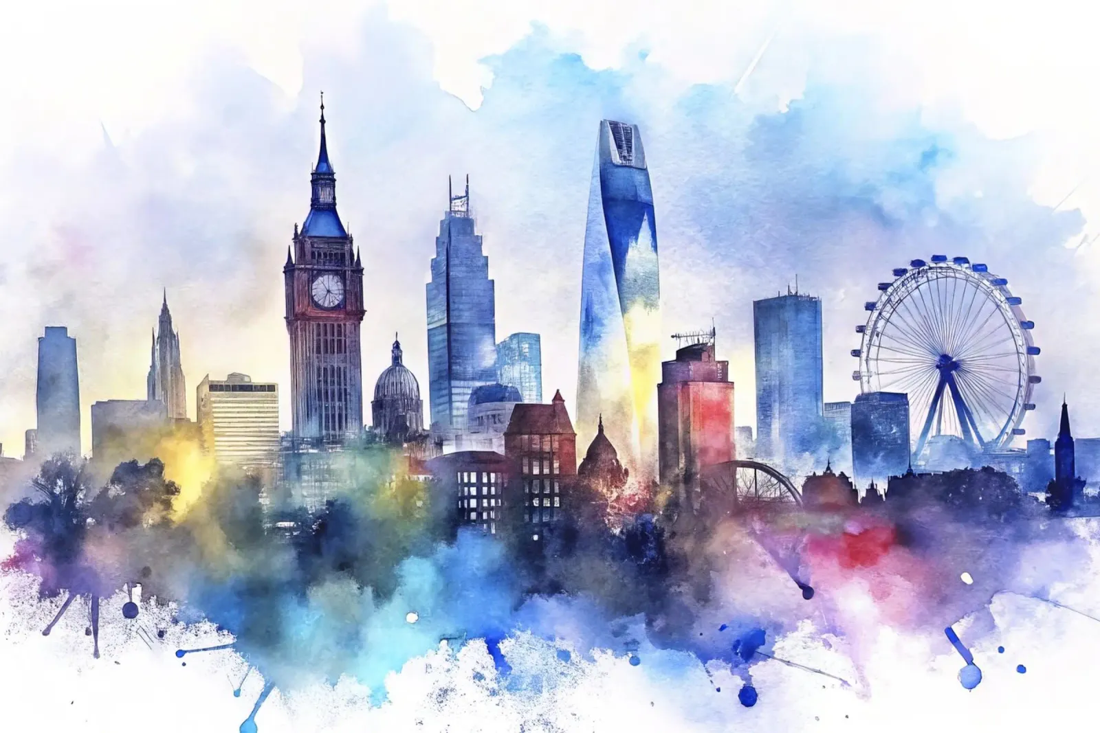 Lo skyline di Londra in acquerello pellicola backlit da ARTVI-SHOP