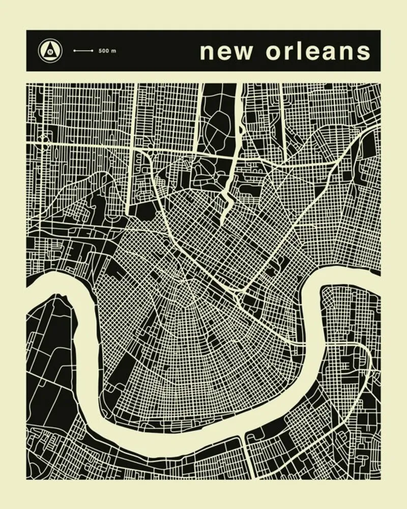 New Orleans Map hahnemühle by Jazzberry Blue
