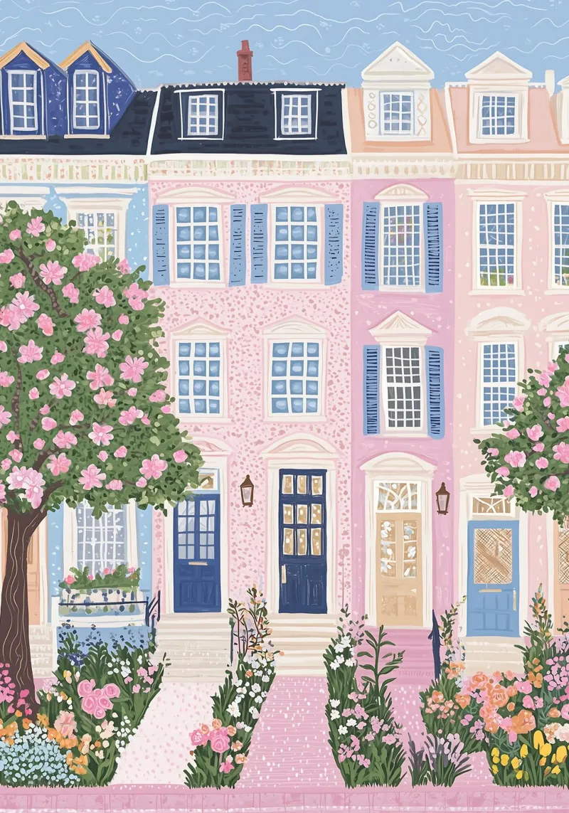 Pastel Hippe Muurkunst, Reisposter, Parijs Print poster met houten frame van Gaia