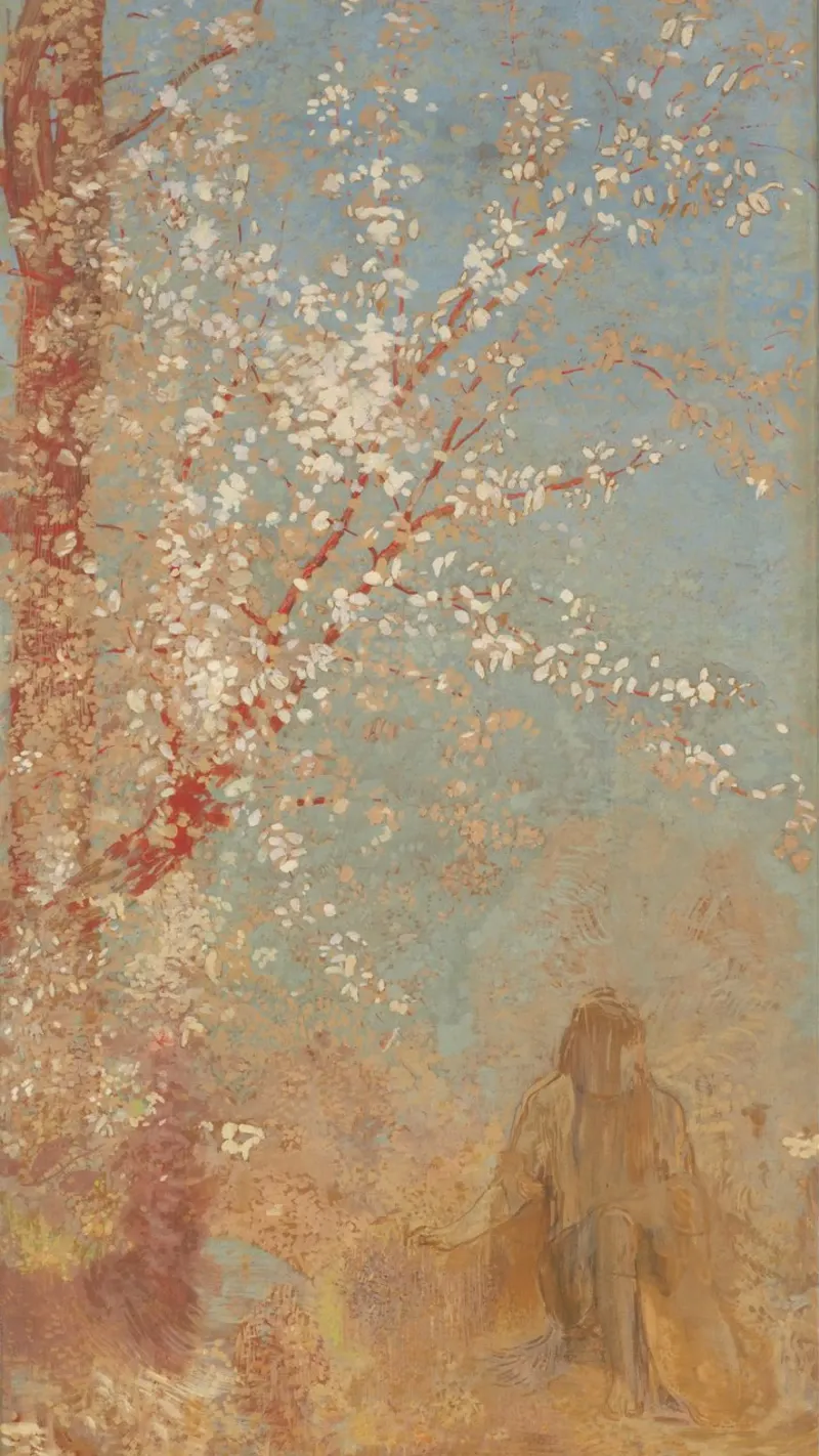 Odilon Redon - Figura sotto un albero in fiore pellicola backlit da Timeless Artworks