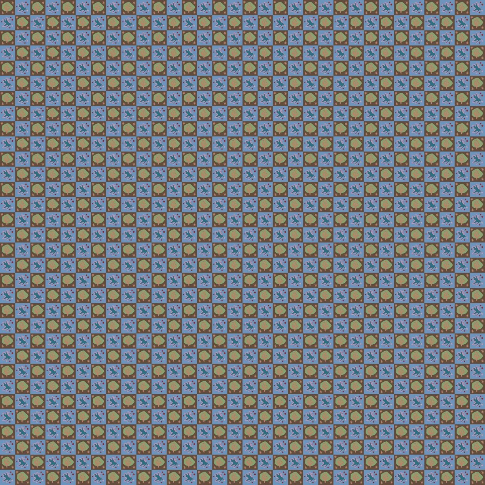 Checker botanical seamless pattern canvas by Little Dean