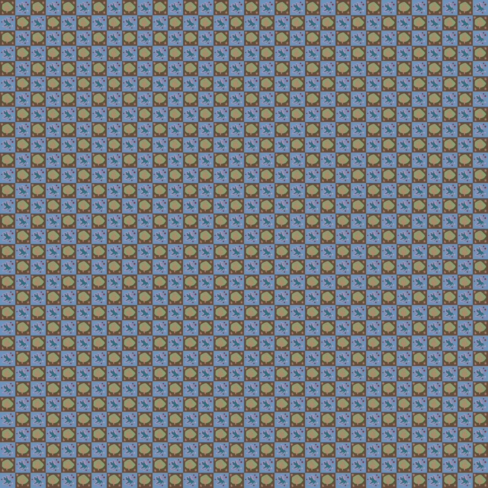 Checker botanical seamless pattern hahnemühle by Little Dean