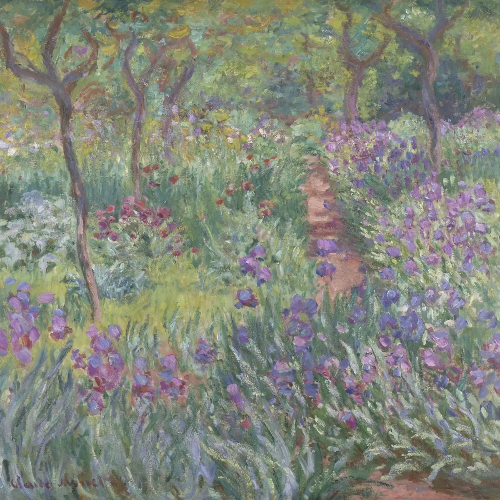 Claude Monet - Il giardino degli iris a Giverny pellicola backlit da Timeless Artworks