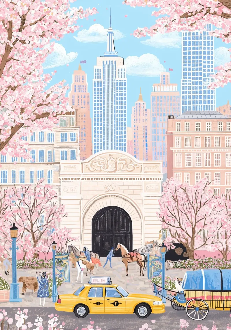 New York in primavera, stampe pastello della città, arte murale di tendenza poster da Gaia