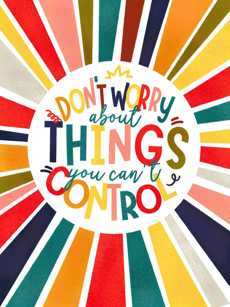 "Don't Worry" Motivational Quote Art Print - Colorful Rays pellicola backlit da showmemars