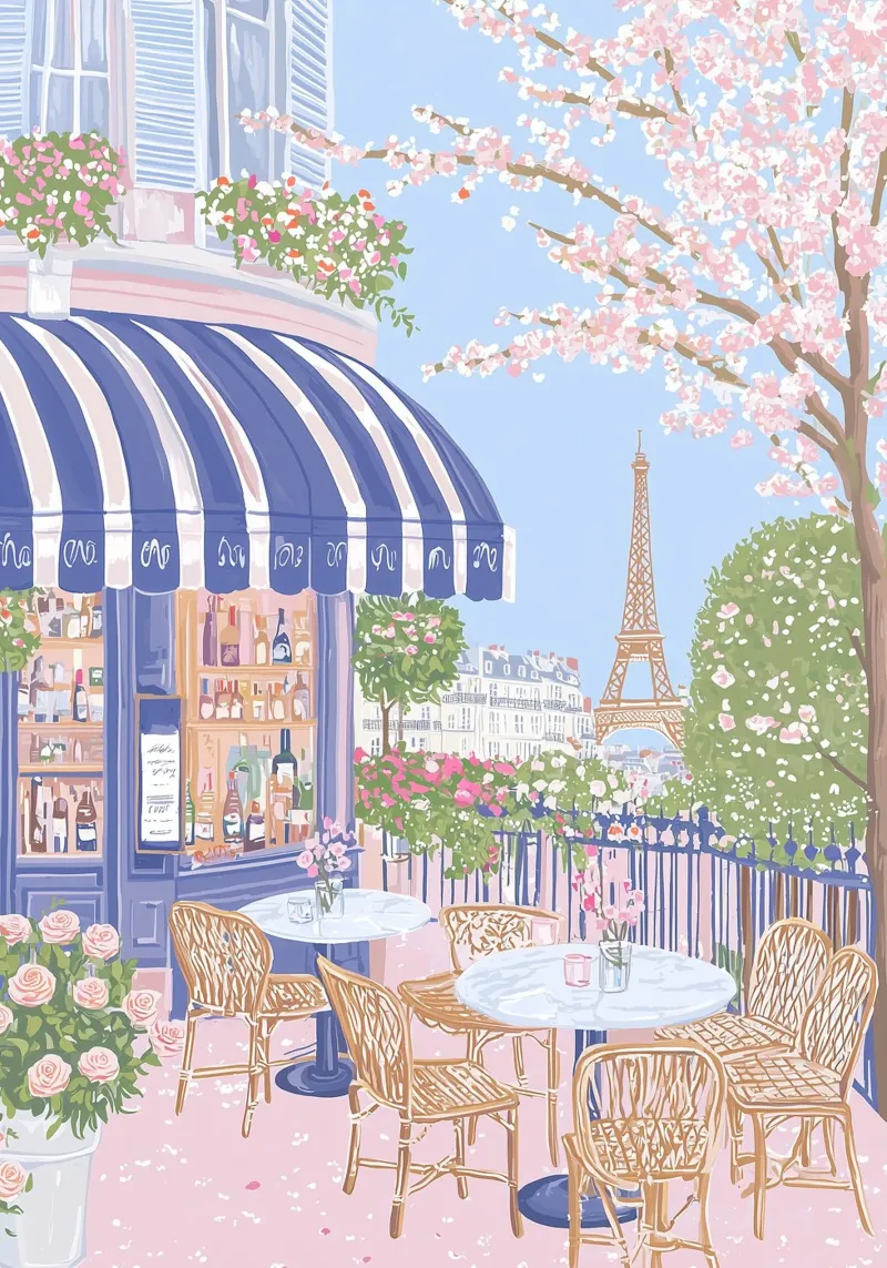 Arte da parete di Parigi, stampa di viaggio di Parigi, poster Francia in primavera tela con Cornice a cassetta da Gaia