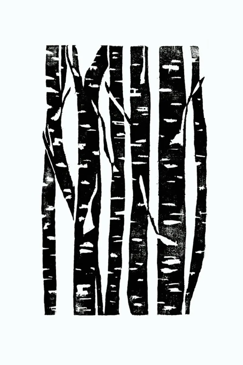 Woodcut Birches Black poster by Bianca Green