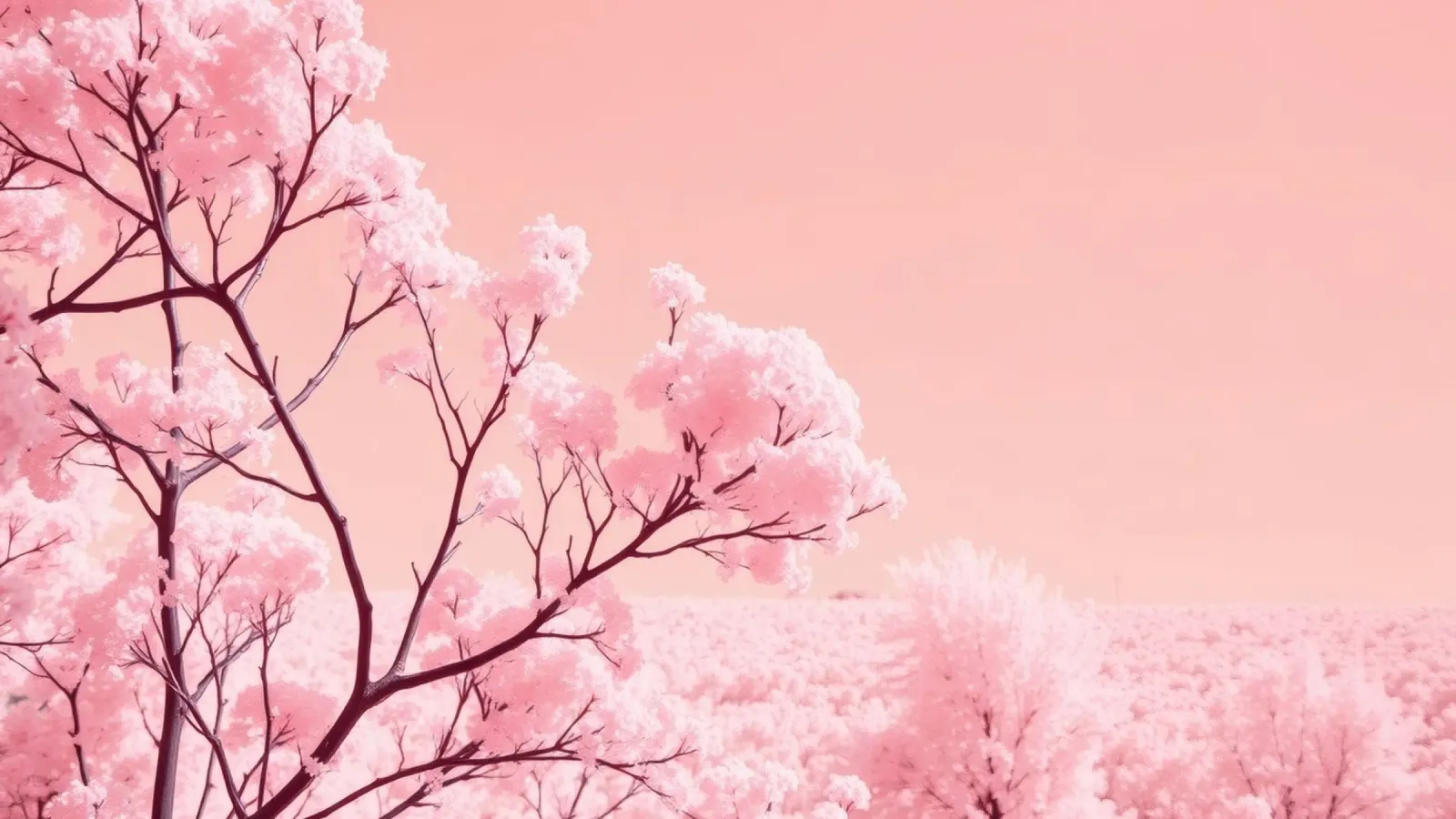 Alberi rosa in fiore sotto un cielo pastello poster da DesignDoodle