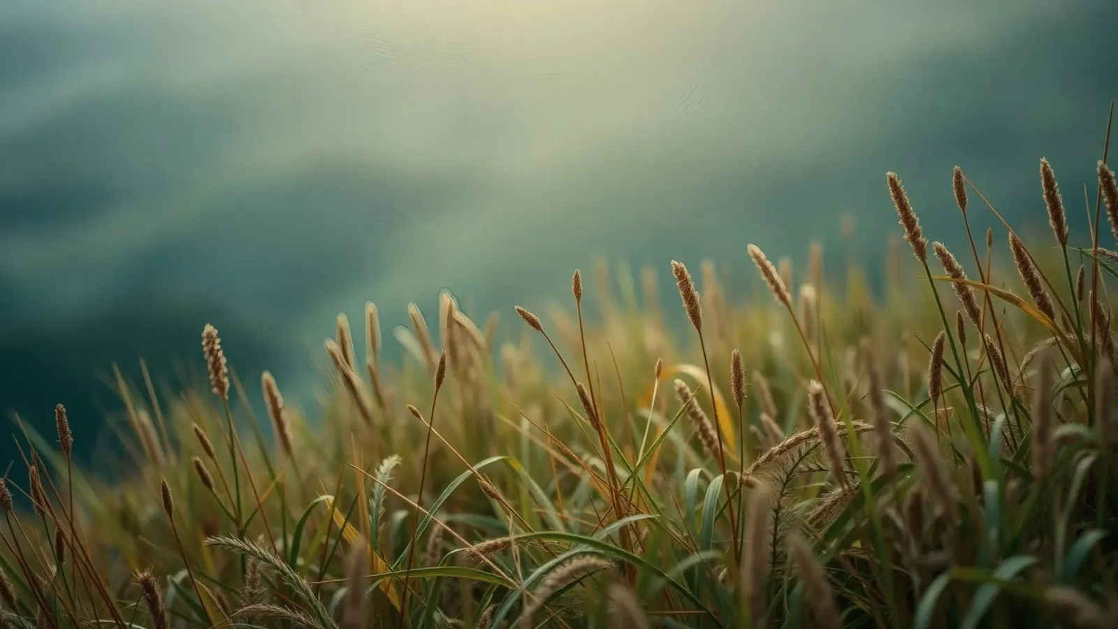 L'herbe dorée se balance doucement dans la brise sur le flanc d'une colline hahnemühle de DesignDoodle