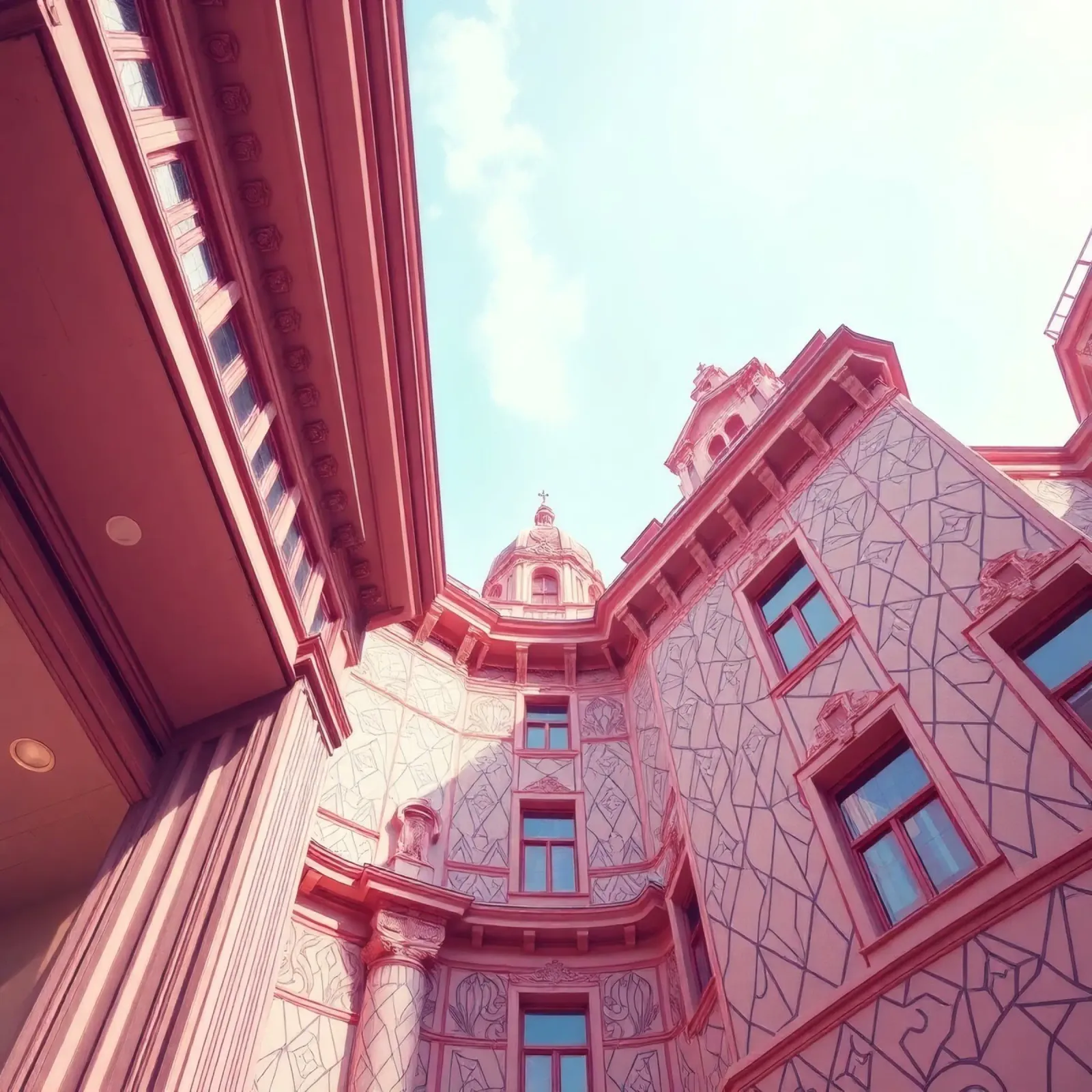 Stunning pink architecture intricate design details poster by DesignDoodle