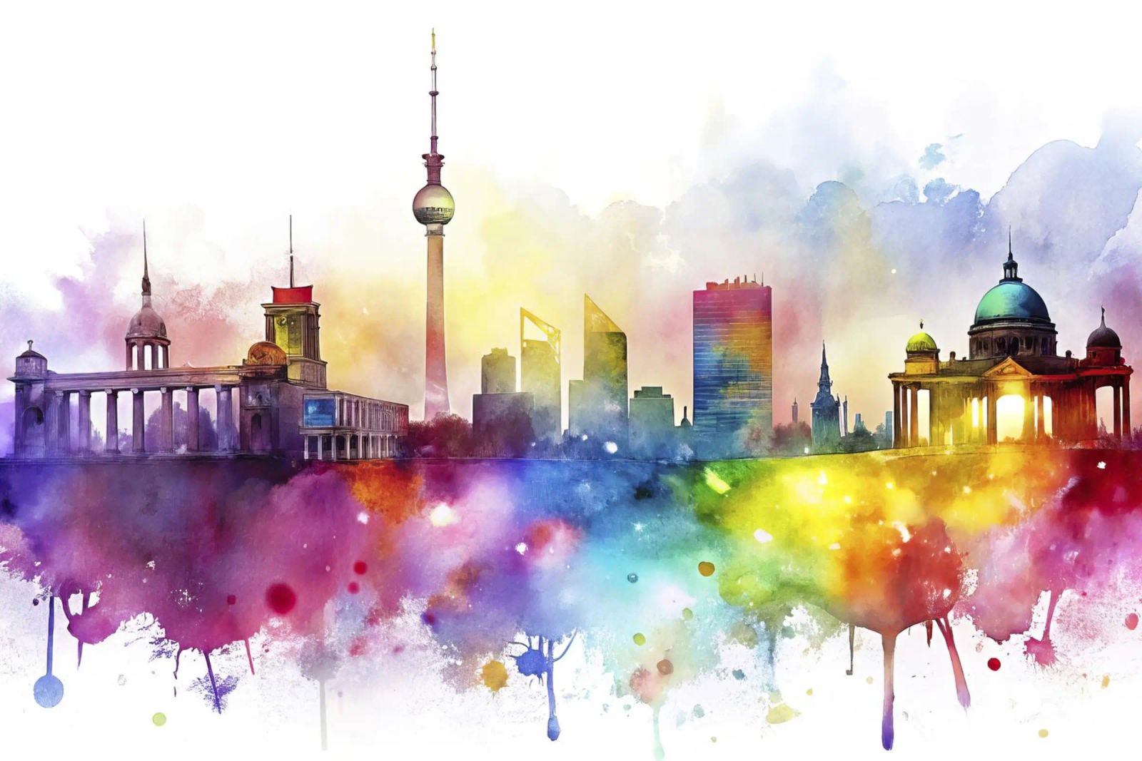berlin skyline in watercolor poster by ARTVI-SHOP