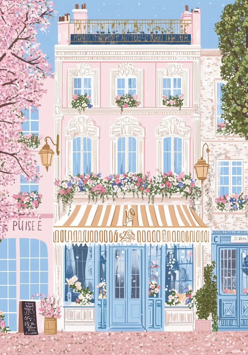 London Poster, Reisedruck, Bunte Häuser Notting Hill Hahnemühle von Gaia
