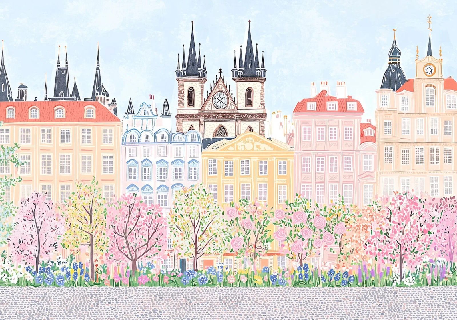 Europe Travel Print, Colourful Poster, Vibrant Floral Prints poster de Gaia
