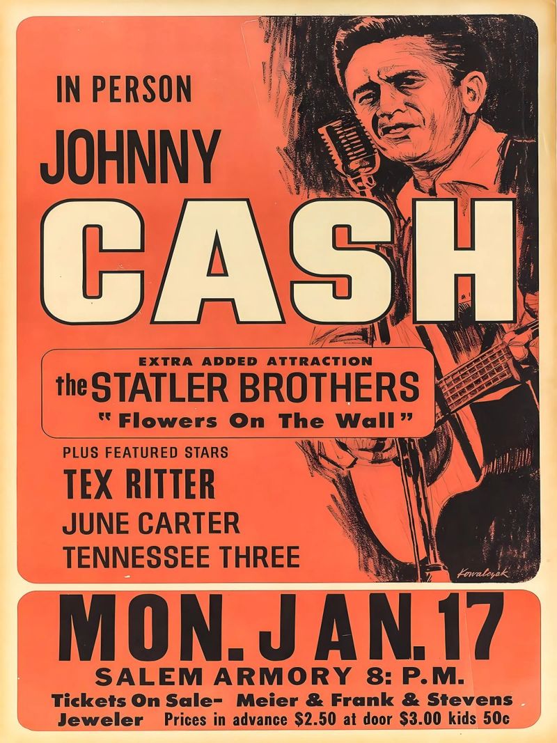 Vintage Johnny Cash And The Tennessee Three Concert poster de SoundStudio