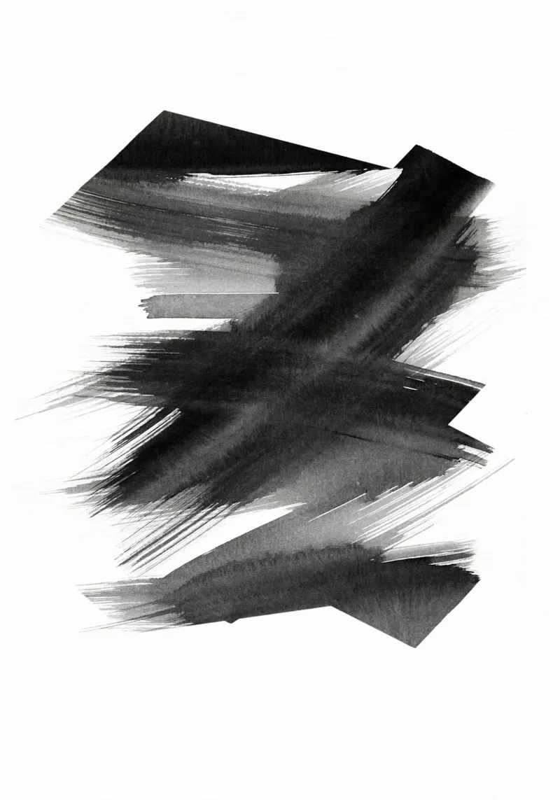 Strokes 23 | Black Minimal Brushstroke Abstract alluminio dibond da sabidussi