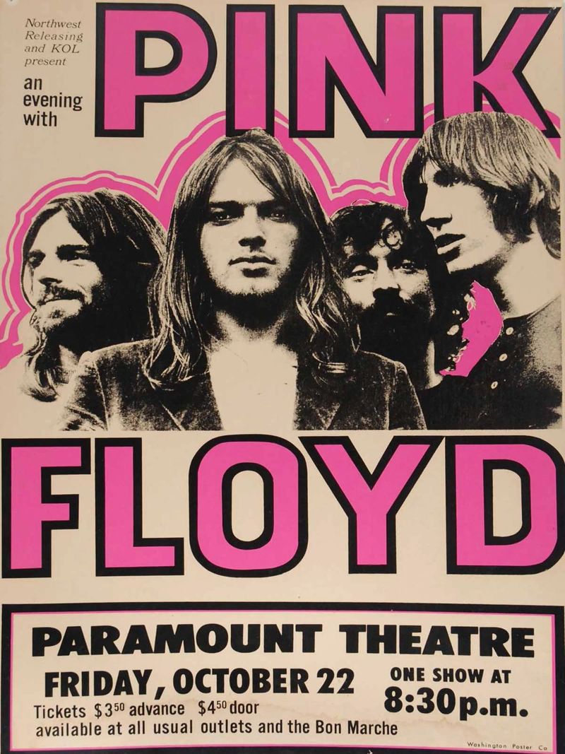 Vintage Pink Floyd Oct 22 Concert Rock Music Print poster de SoundStudio