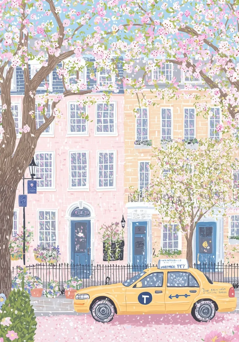 Stampa di New York, poster di New York, arte del mercato dei fiori di primavera carta hahnemühle da Gaia