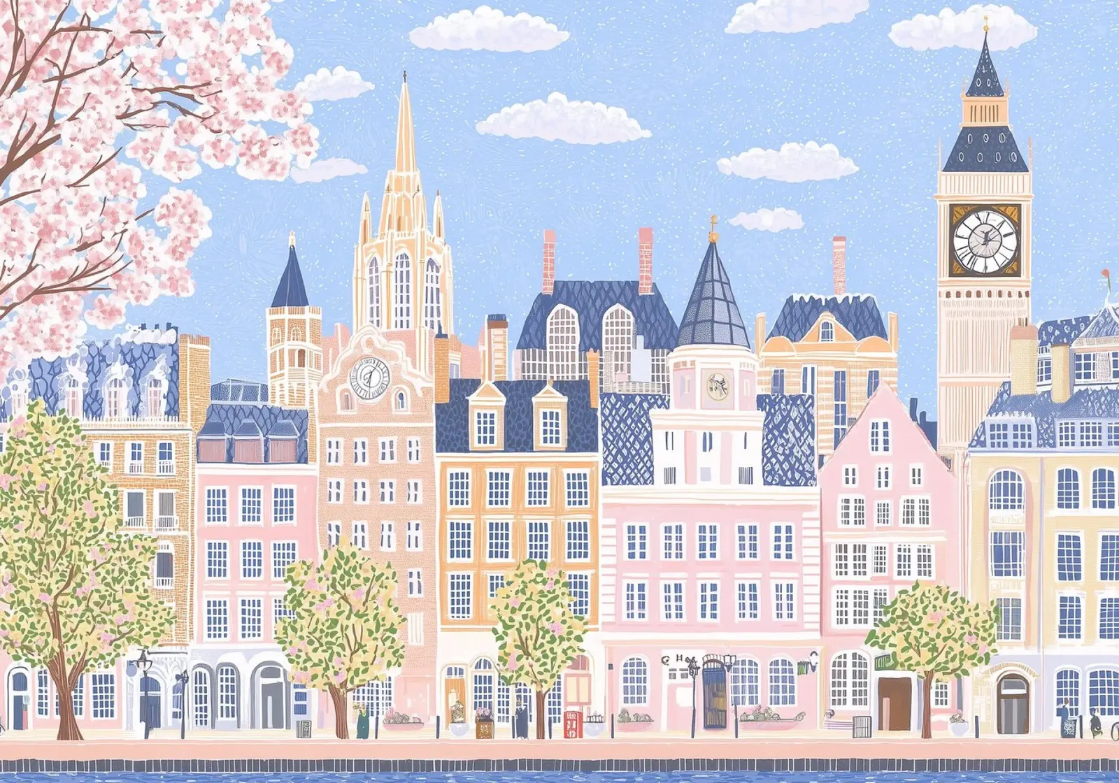 Stampa da viaggio di Londra, Poster di Londra, Mercato dei fiori poster con telaio in legno da Gaia