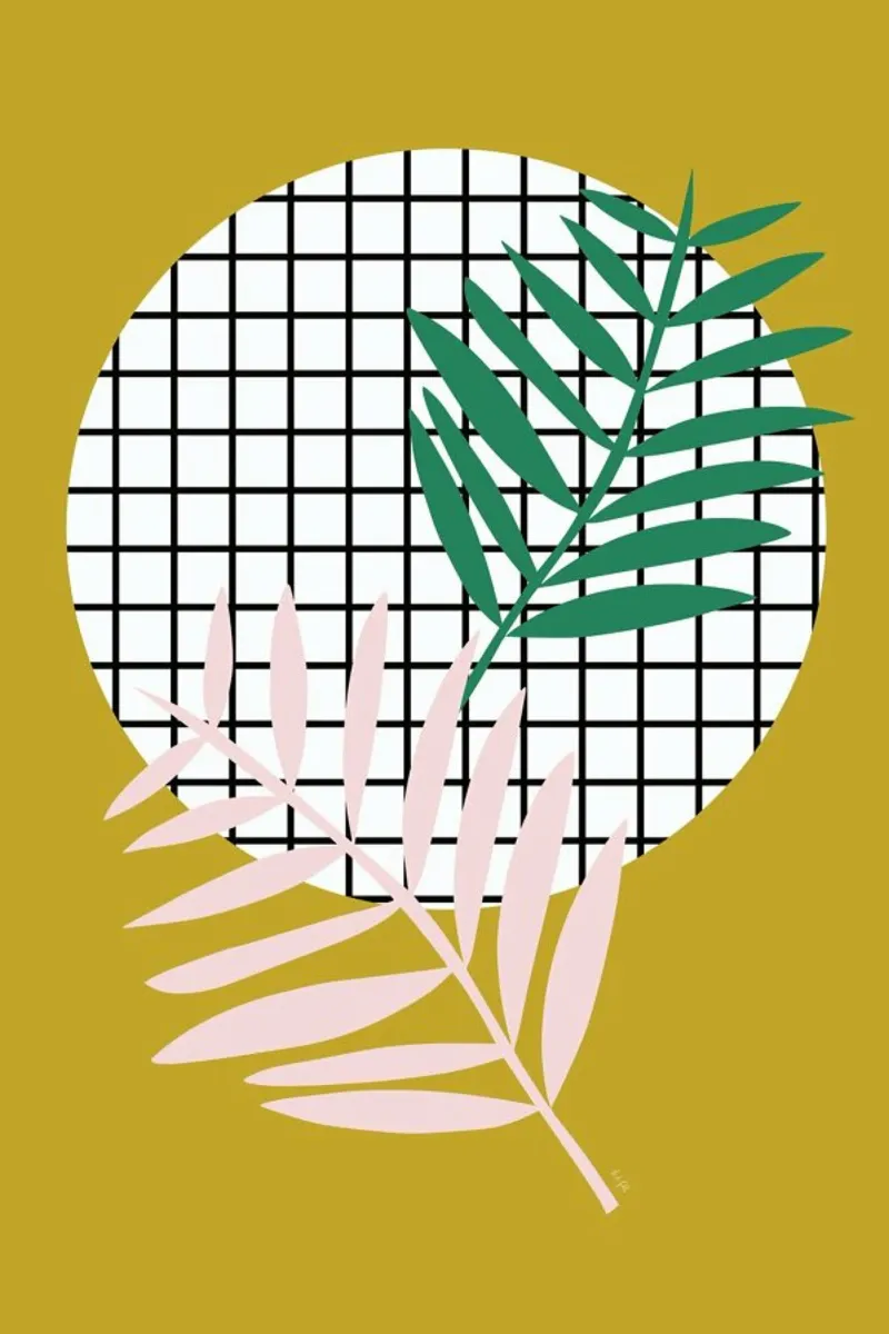 Palm Leaves in Mustard carta hahnemühle da Linda Gobeta