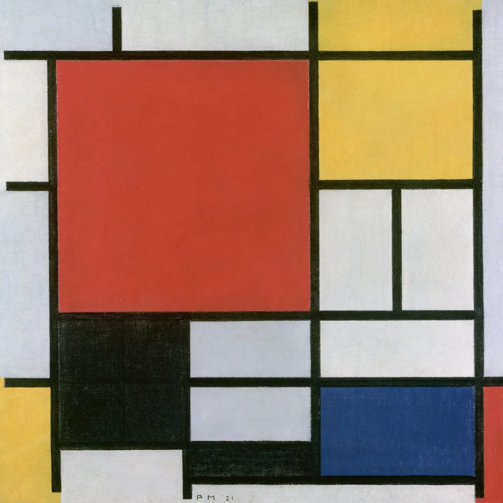 Piet Mondrian, Composizione in rosso, giallo, blu e nero pellicola backlit da William Store