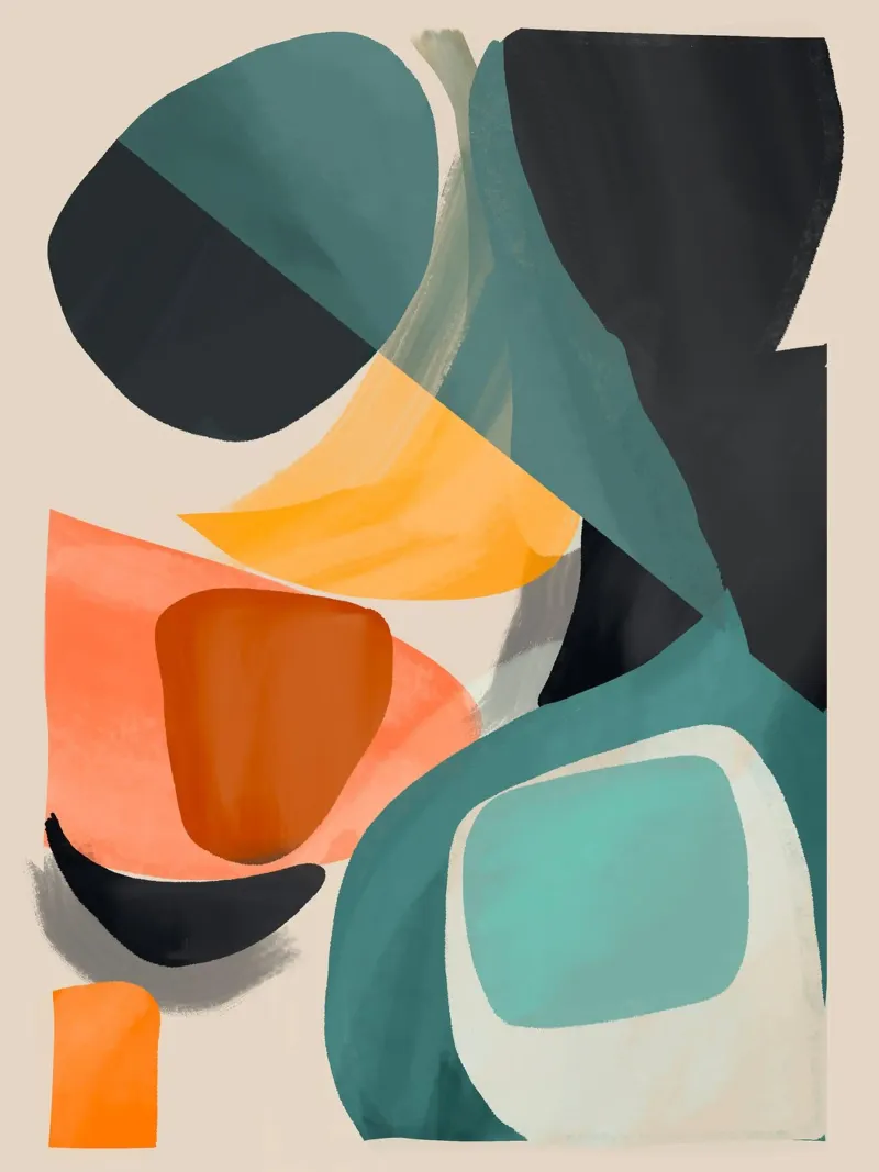 Moderne abstracte kunst 146 poster met houten frame van ThingDesign