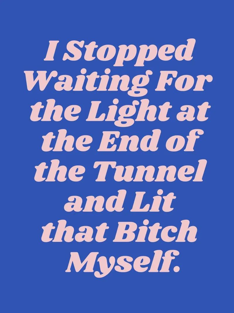 I stopped waiting for the light at the end quote (Blue Tone) canvas by Paigaam Studio