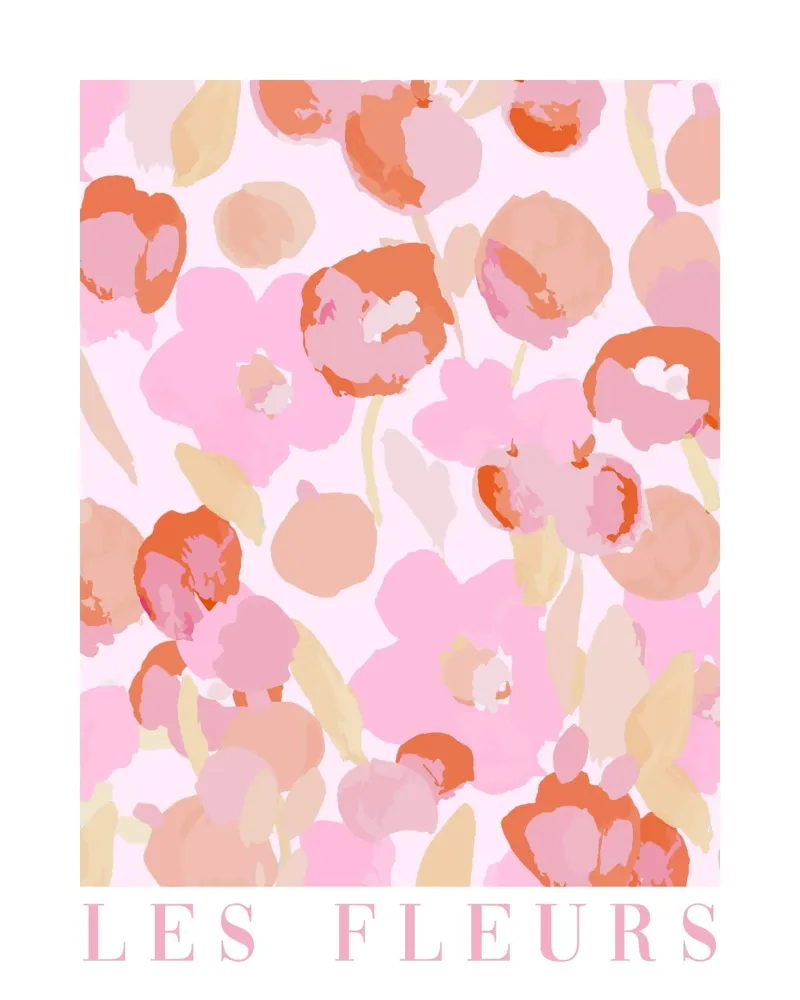 Les Fleurs Floral Abstract Wall Art, Vibrant Bold Flower Art canvas by Bella Studio