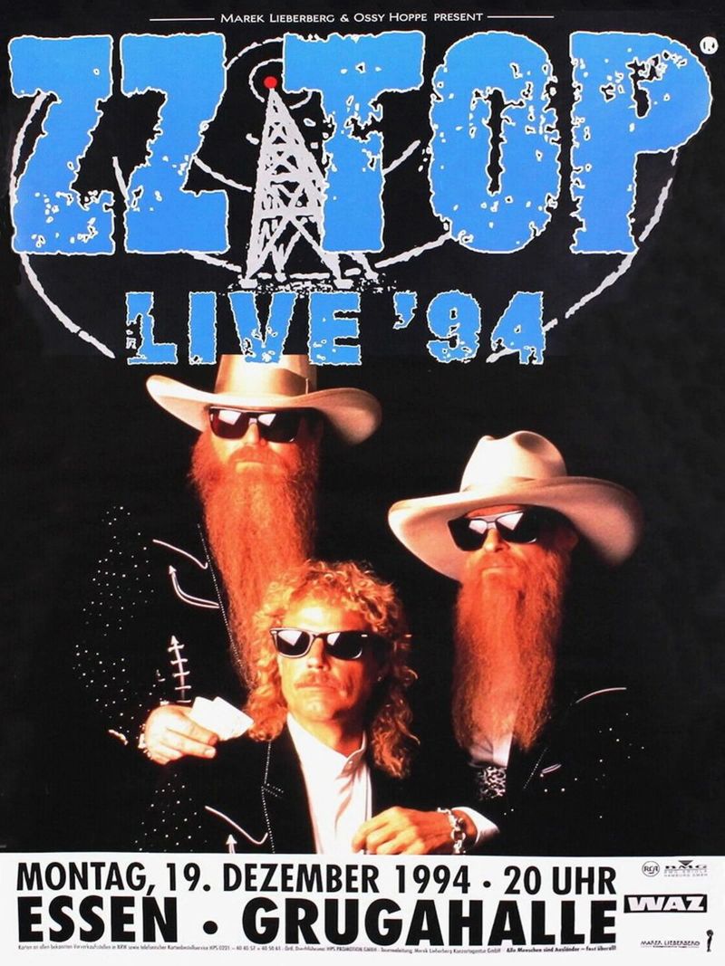 ZZ Top Live 1994 Poster In Essen @ Grugahalle Germany poster de SoundStudio
