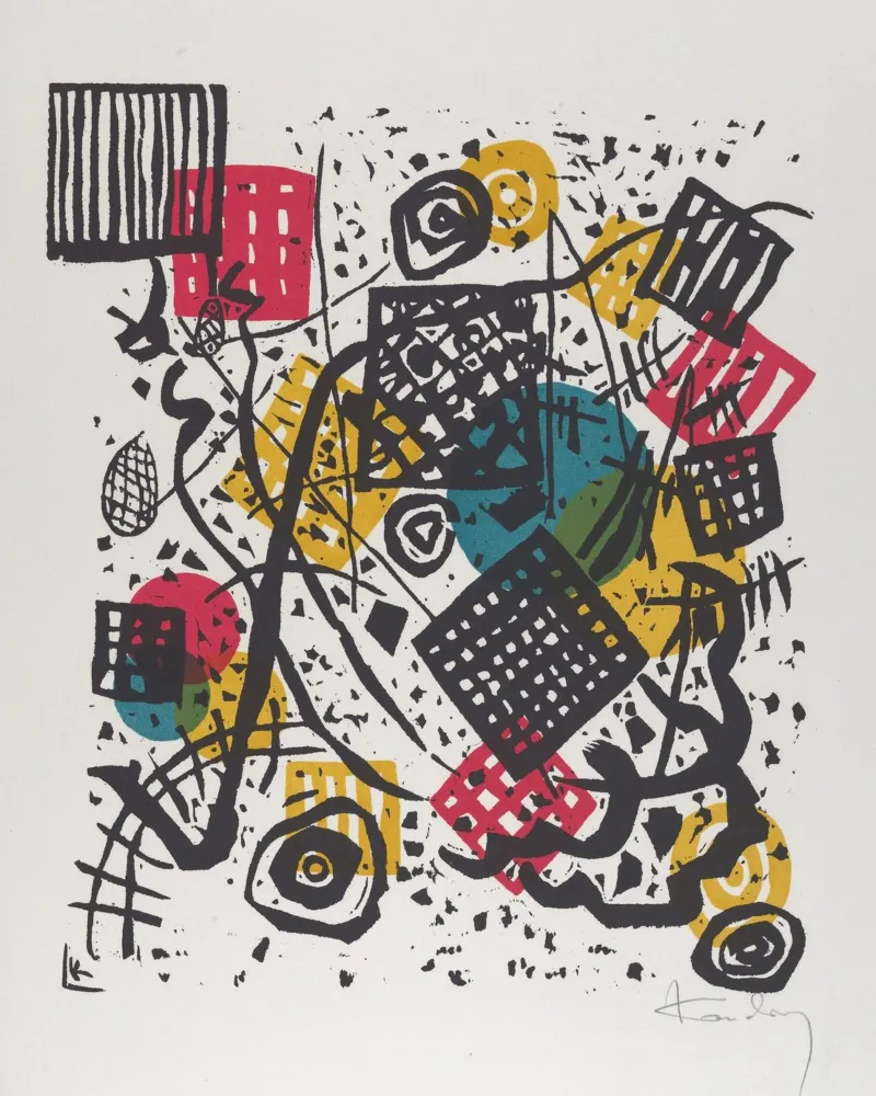 Wassily Kandinsky - Piccoli mondi V poster con telaio in alluminio da William Store