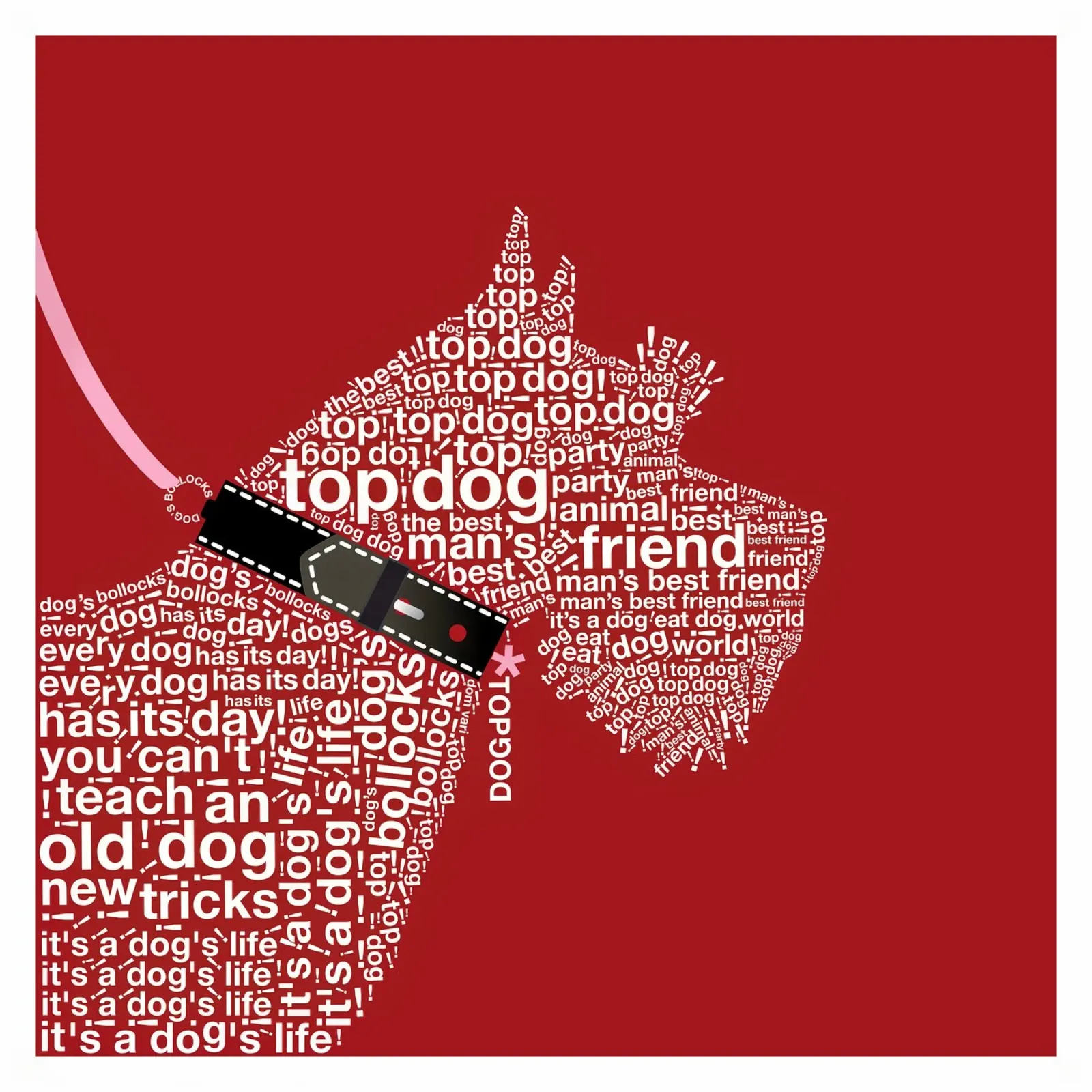 Ritratto tipografico di cane Terrier - Rosso poster da Dominique Vari Words